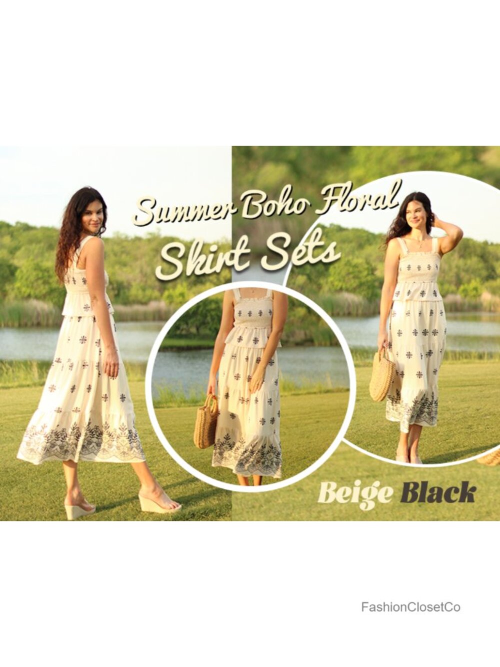 Boho Floral 2-Piece Skirt Set with Pockets - Picture 6 of 6